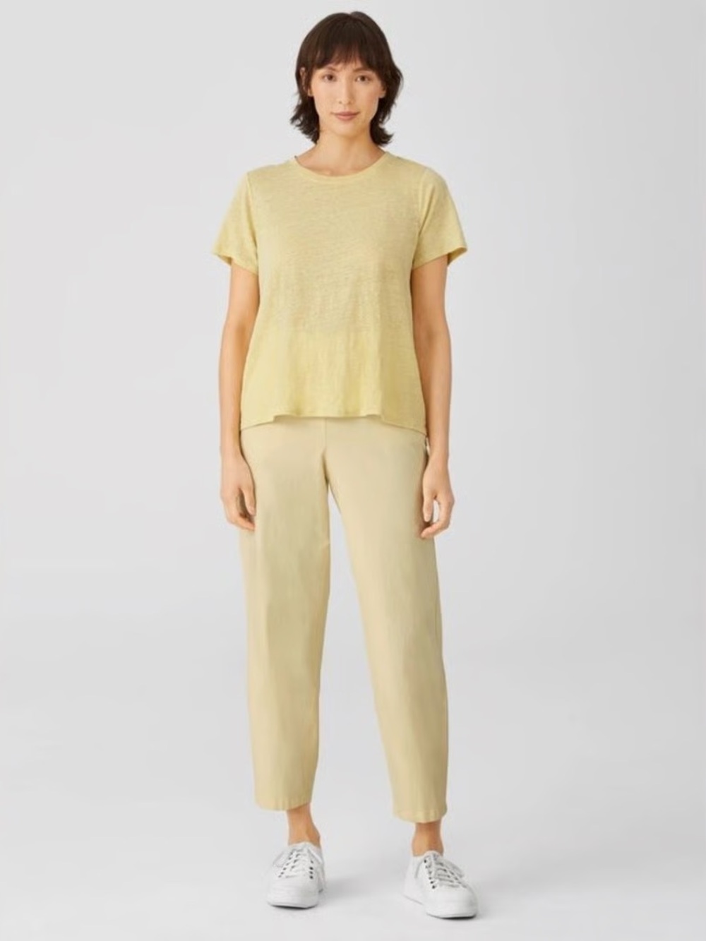 Eileen Fisher Cotton Hemp Lantern Ankle Pant Butter Size Large